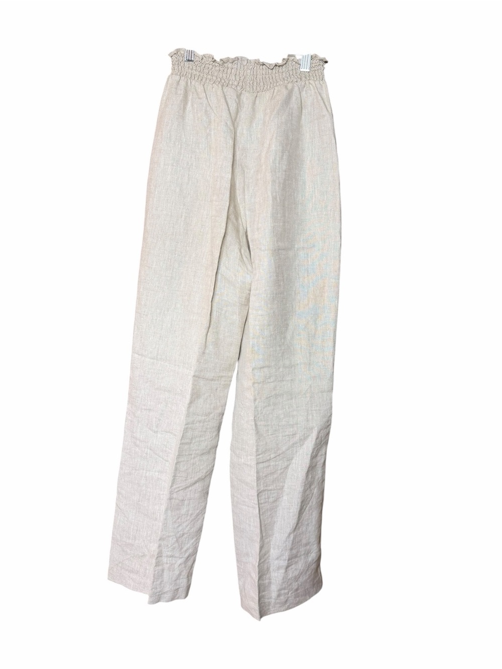 Reformation Oatmeal 100% Linen High Rise Smocked Waist Pants Size S - Picture 2 of 7
